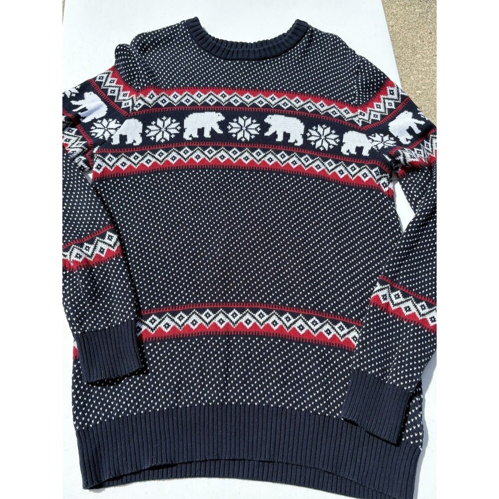 Aspen Sweater Fair Isle Men’s Sz Med Navy Blue Polar Bear Knit Crewneck Pullover